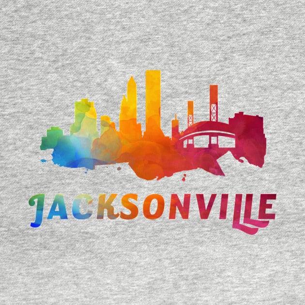 Jacksonville Skyline Watercolor Style by ThirdEyeAerial